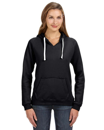 J. America 8836 Women's Sueded V-Neck Hooded Sweatshirt